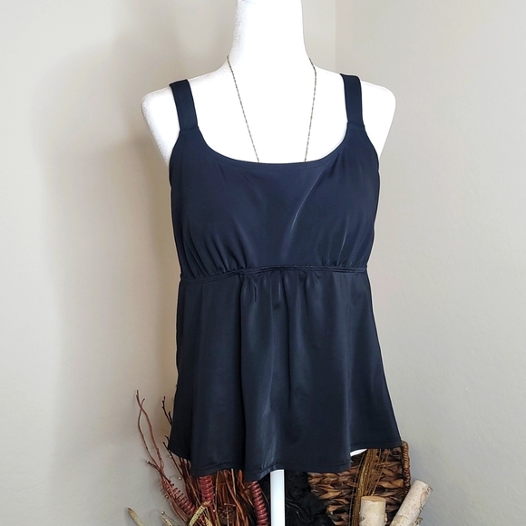 smocked tankini swim top